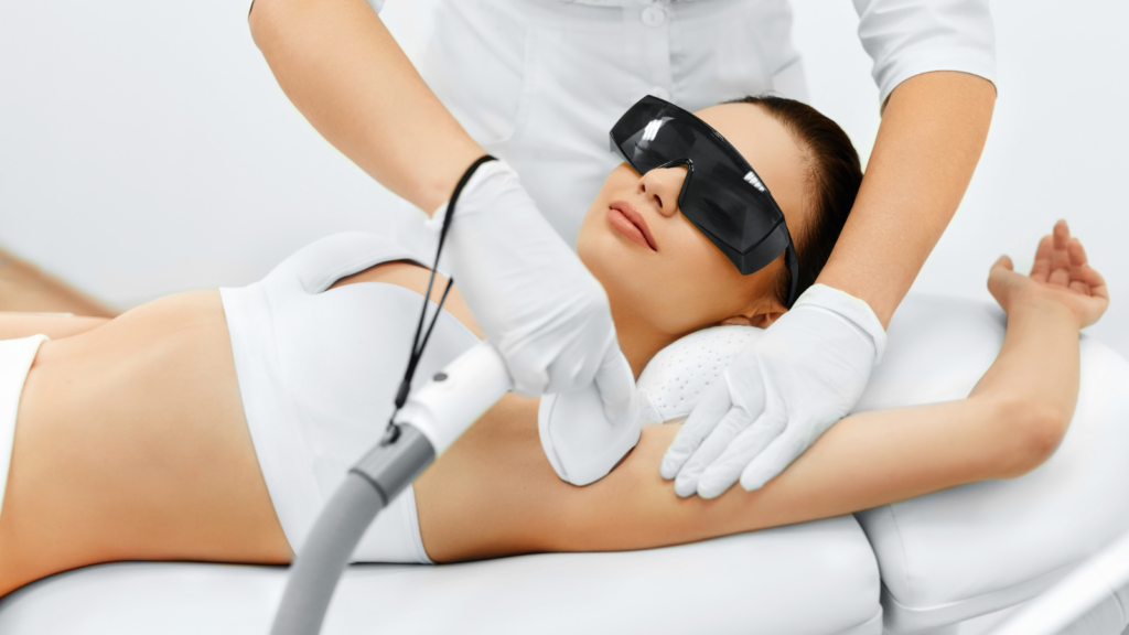 Laser hair removal in the armpit.