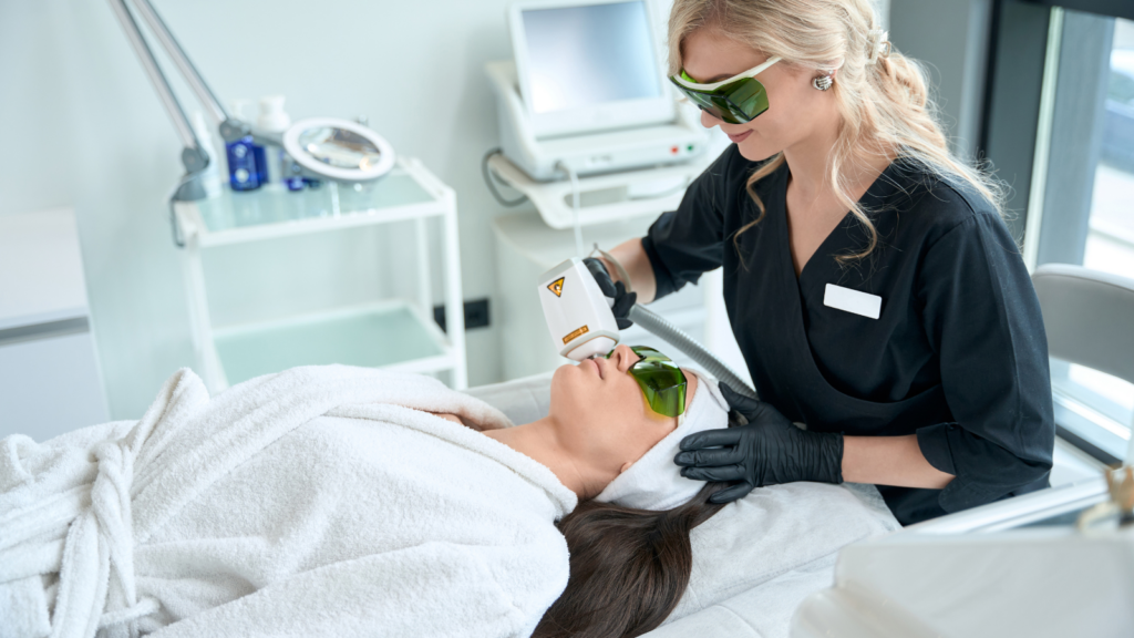 Woman having a session with her doctor.